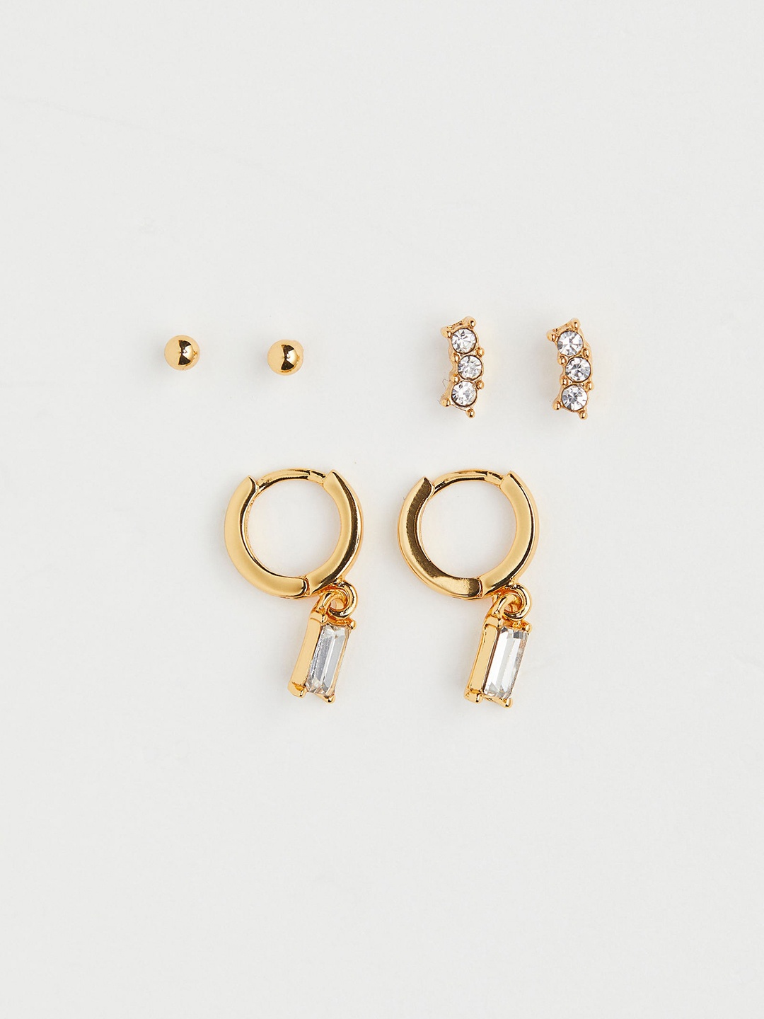 

H&M Woman 3 pairs gold-plated earrings and studs