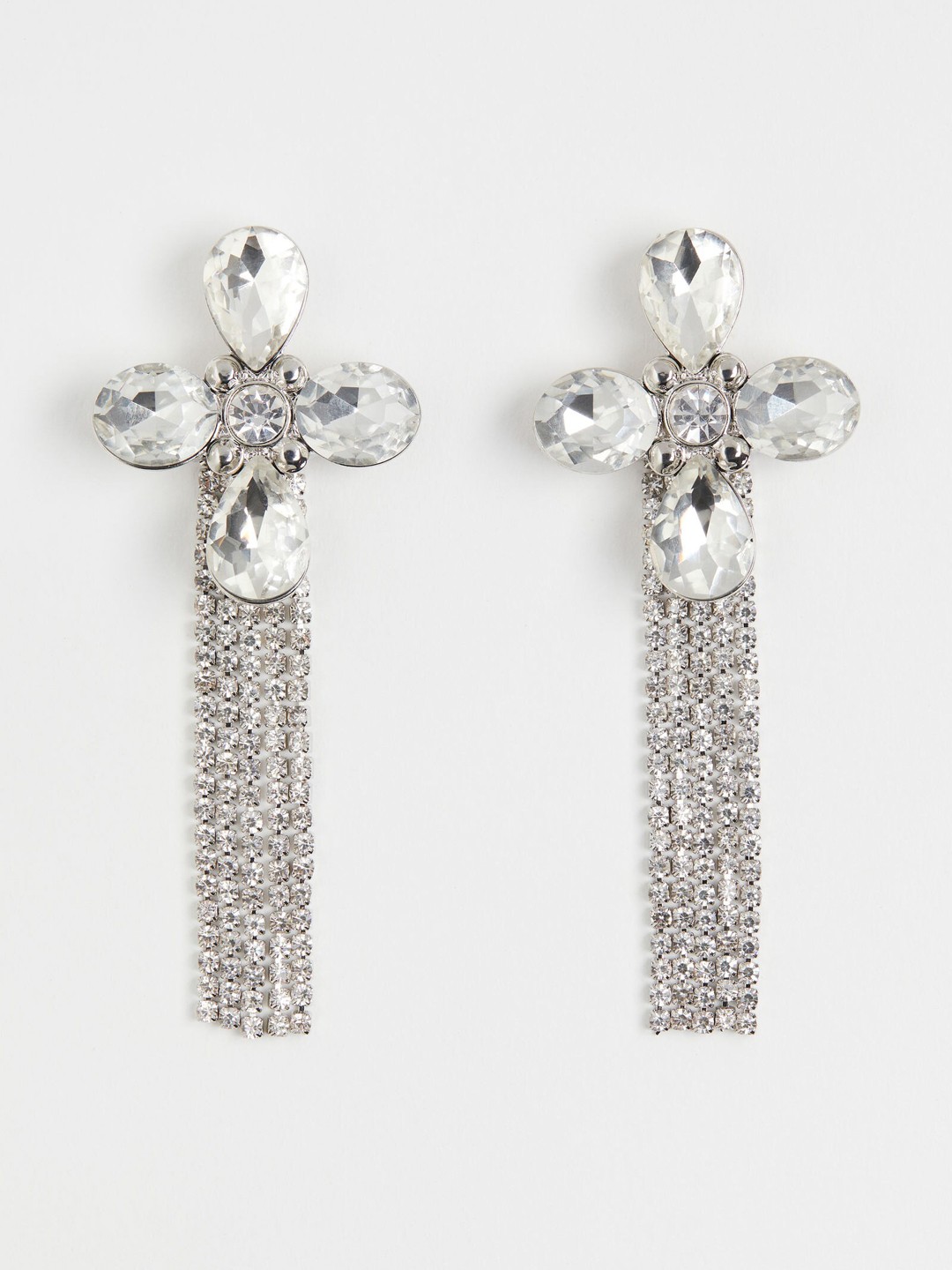 

H&M Woman Flower-shaped rhinestone earrings, Silver
