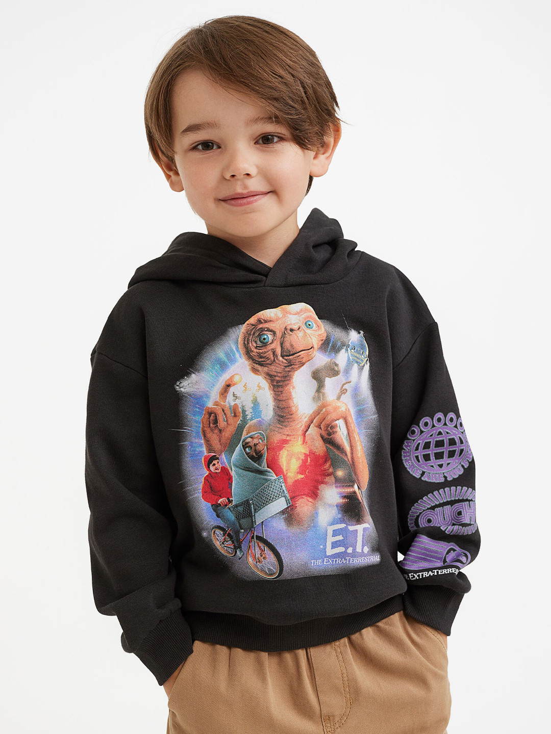 

H&M Printed Hoodie, Black