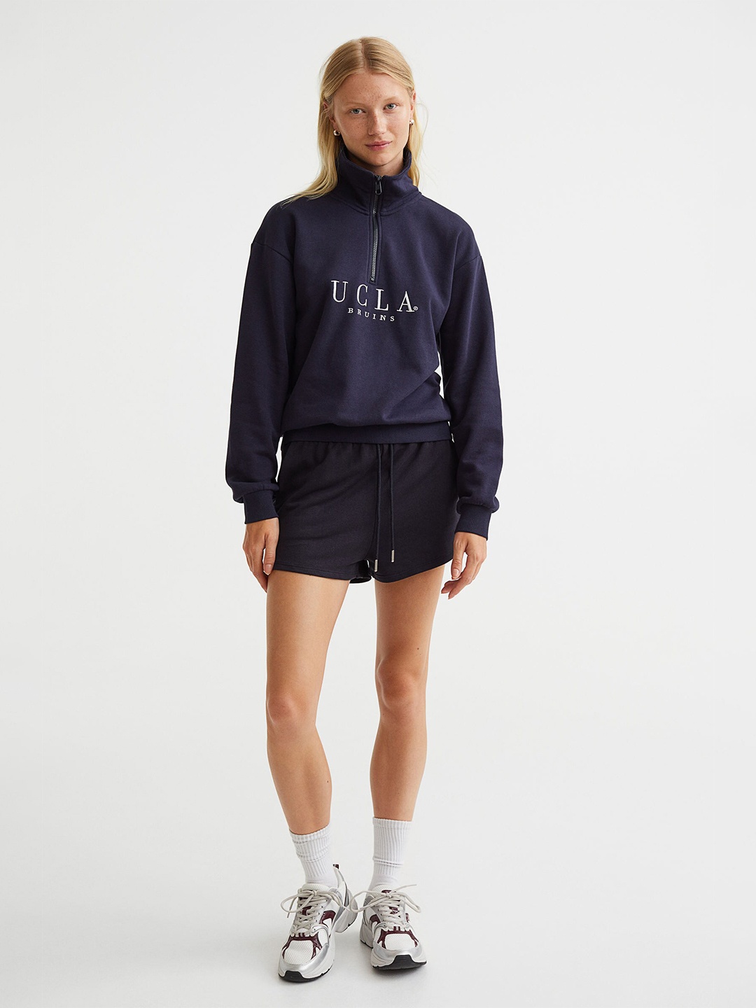 

H&M Navy Blue Oversized Zip-Top Sweatshirt