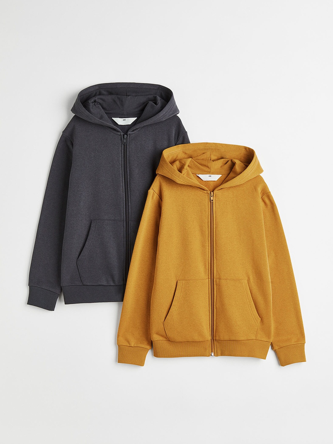

H&M Boys 2-Pack Zip-Through Hoodies, Grey