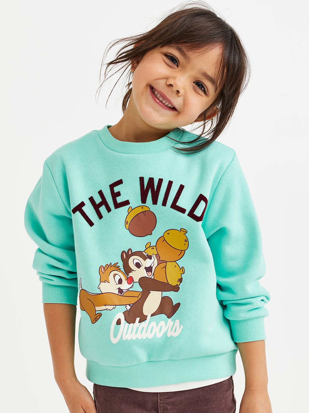

H&M Girls Printed Sweatshirt, Turquoise blue