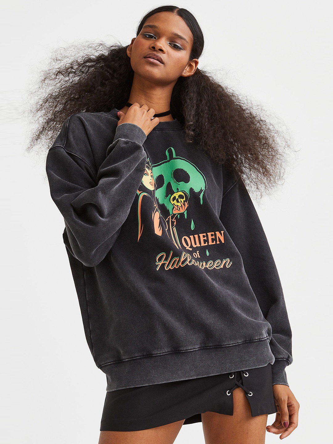 

H&M Women Printed Sweatshirt, Black