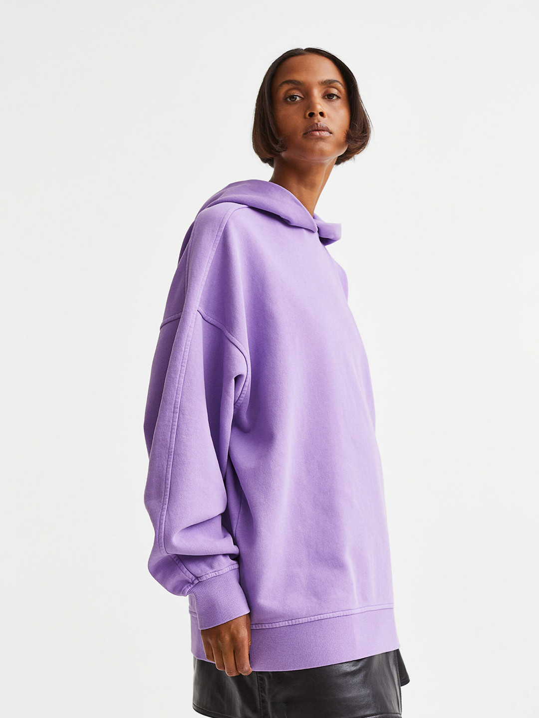 

H&M Lavender Solid Knitted Hoodie, Purple