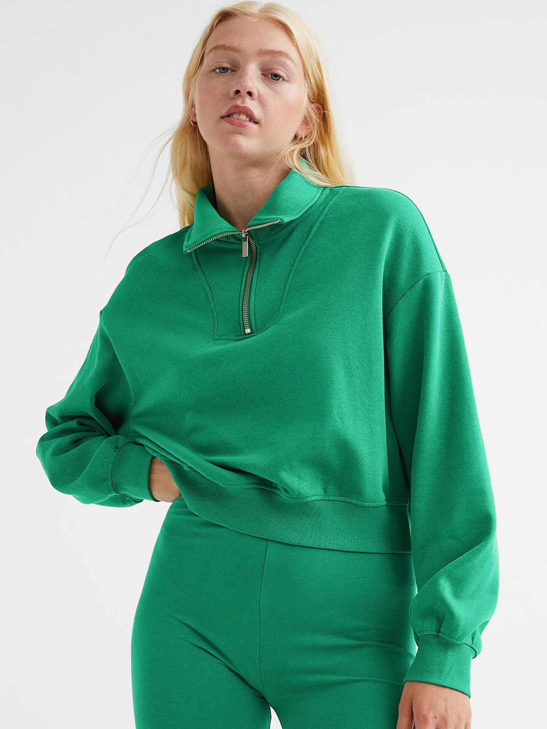 

H&M Women Zip-top sweatshirt, Green