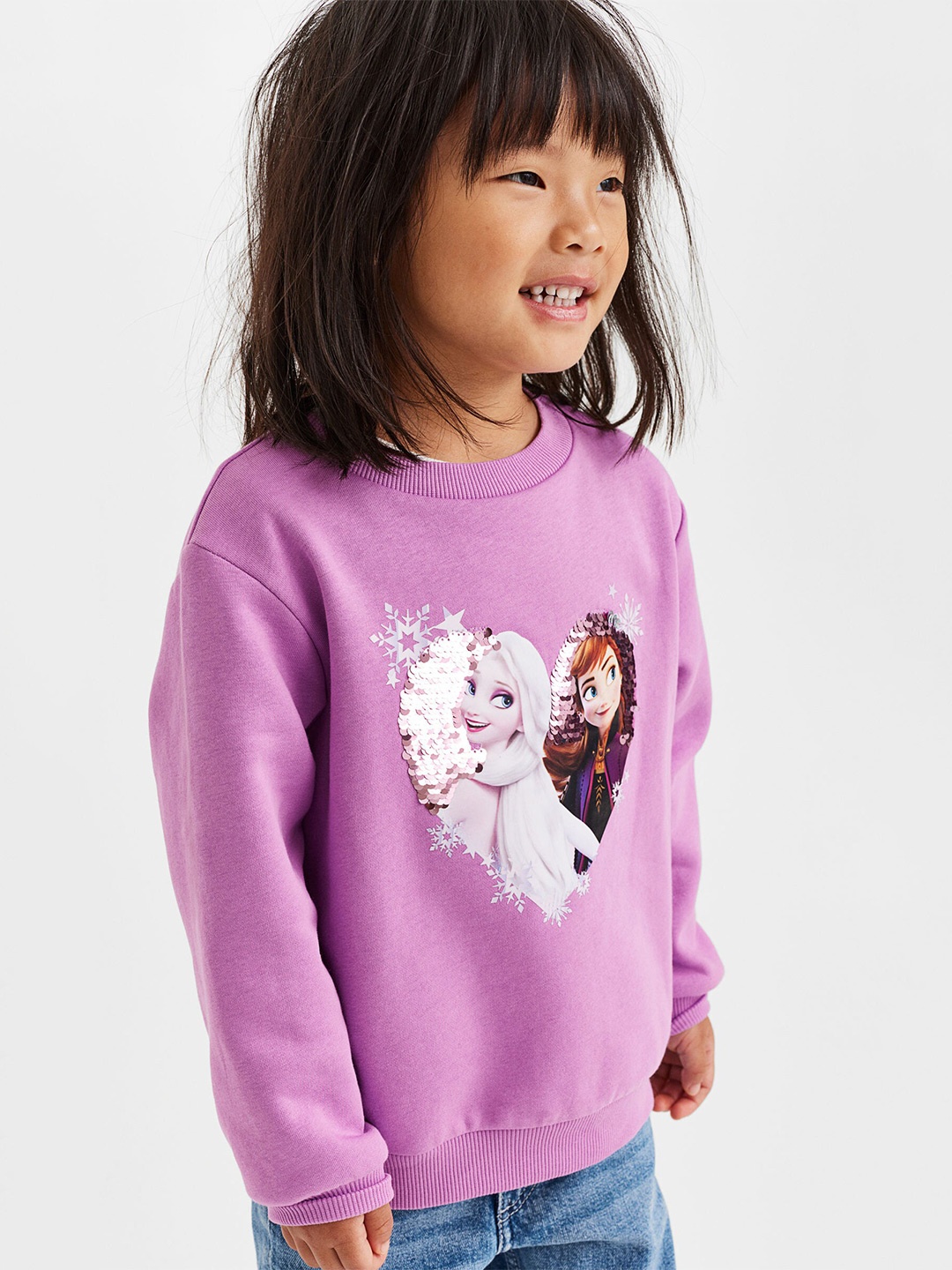 

H&M Girls Elsa & Anna Printed Sweatshirt, Purple