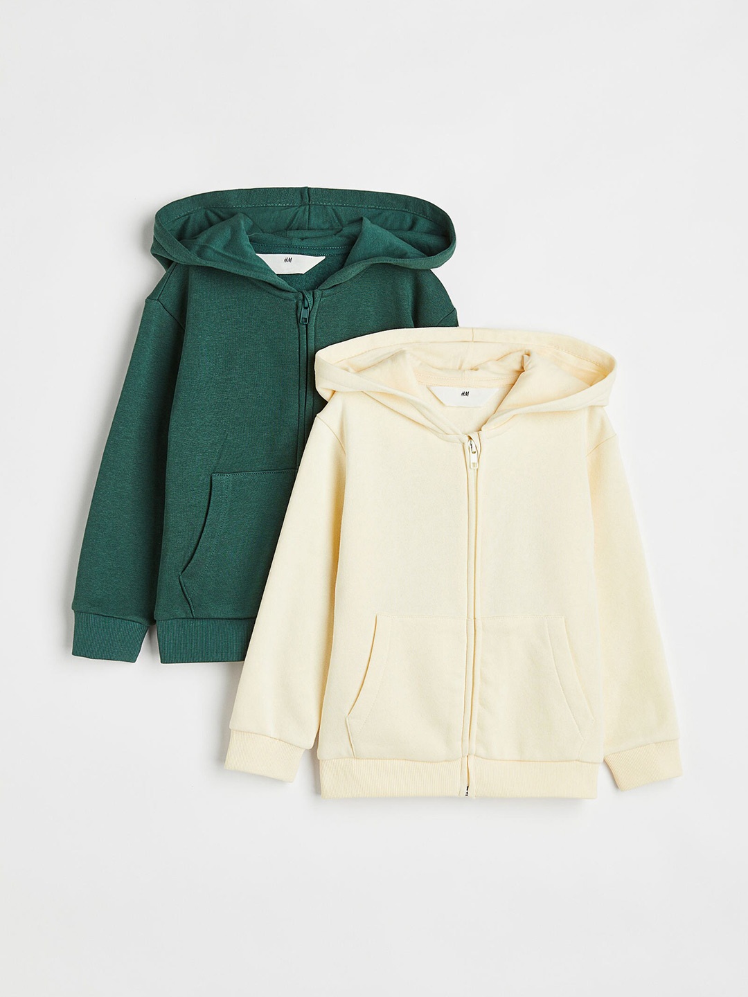 

H&M Boys 2-Pack Zip-Through Hoodies, Green