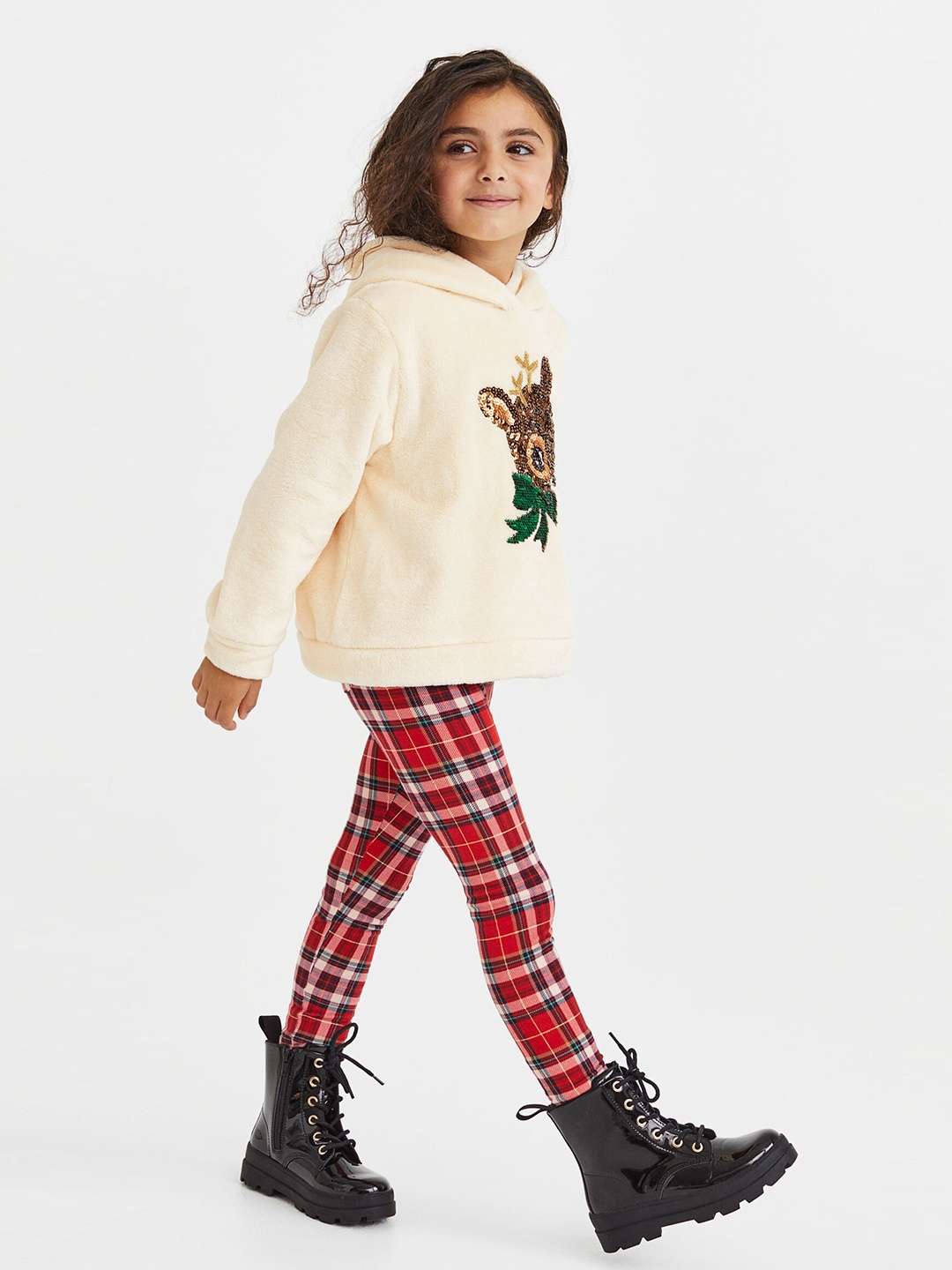 

H&M Girls Teddy Hoodie, Beige