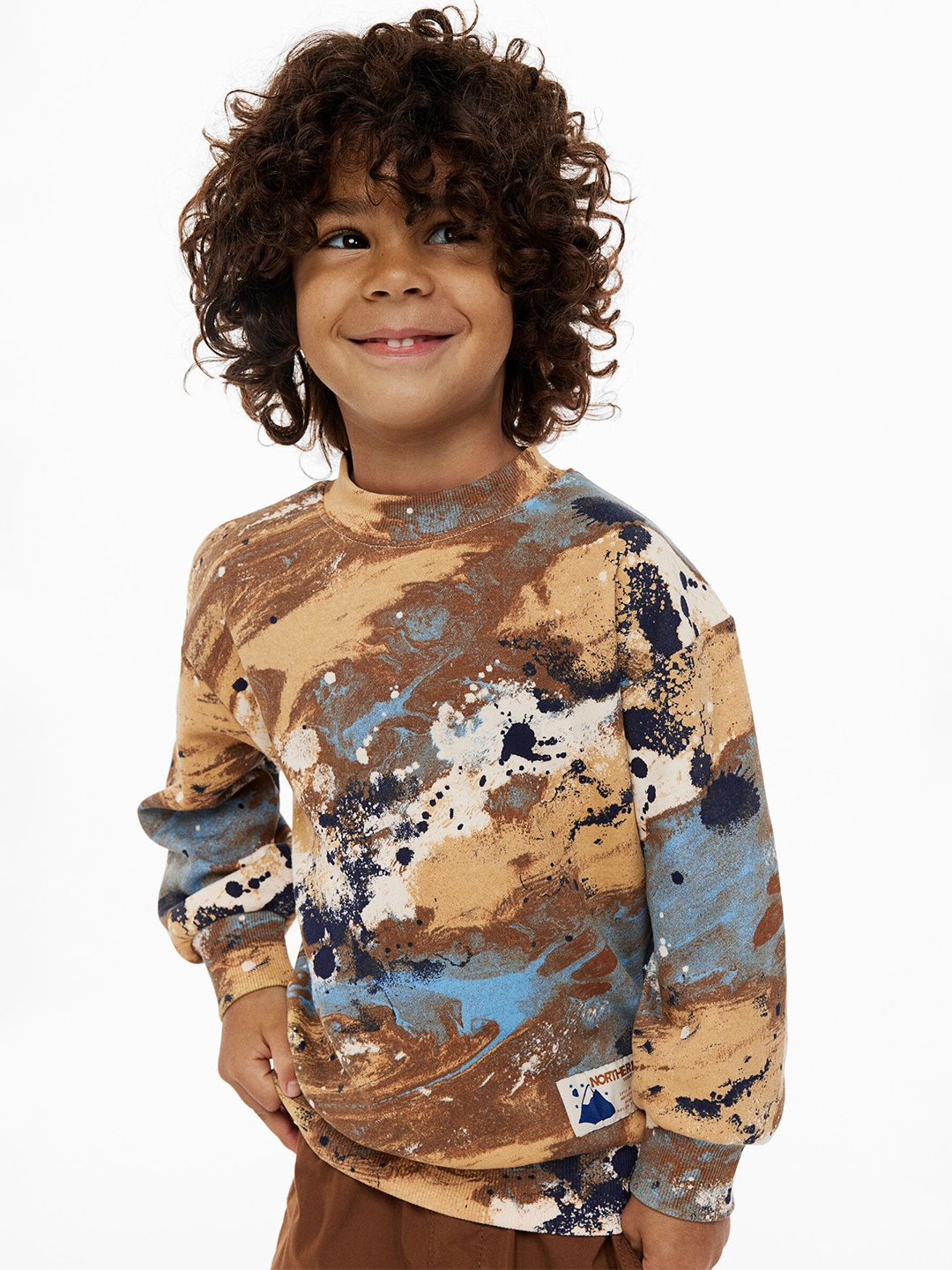 

H&M Kids Abstract Printed Pullover Sweatshirt, Beige