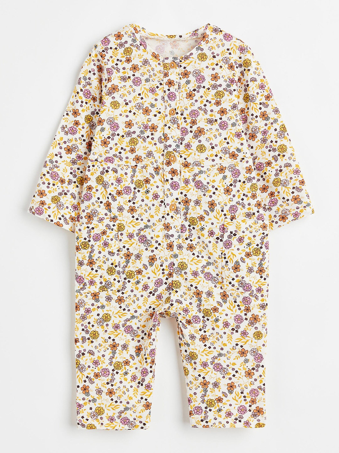 

H&M Kids Printed Cotton Basic Jumpsuit, White