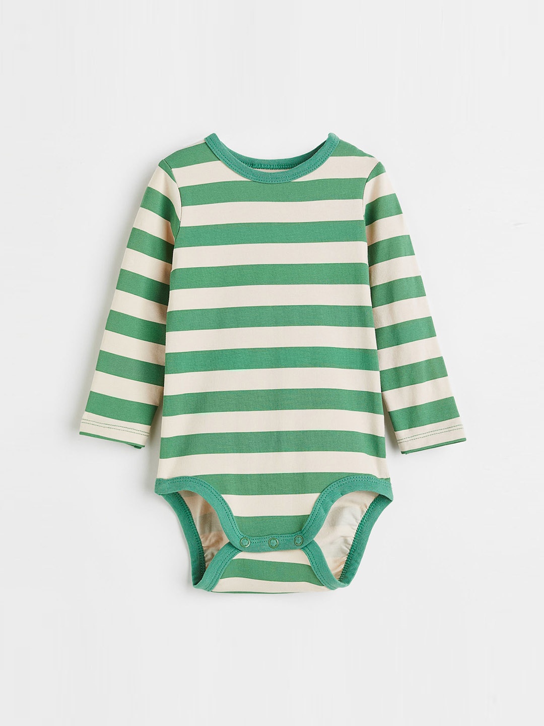 

H&M Girls Striped Bodysuit, Green