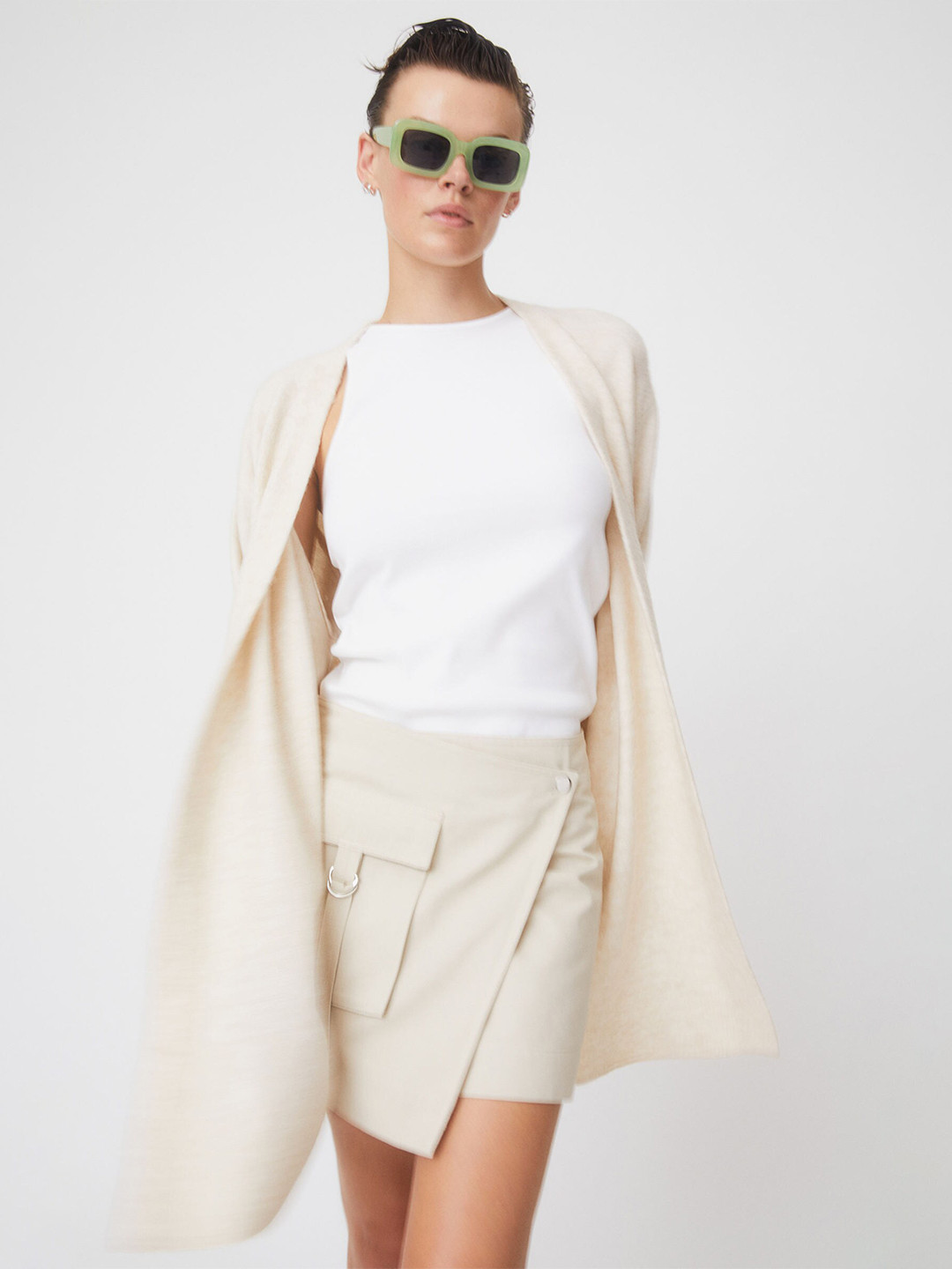 

H&M Women Solid Long Cardigan, Beige