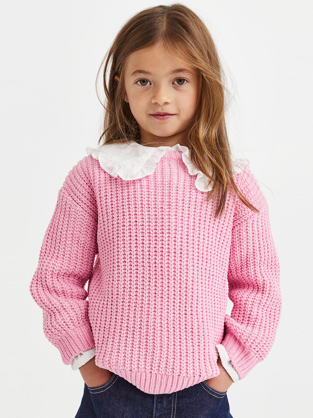 

H&M Girls Knitted chenille jumper, Pink