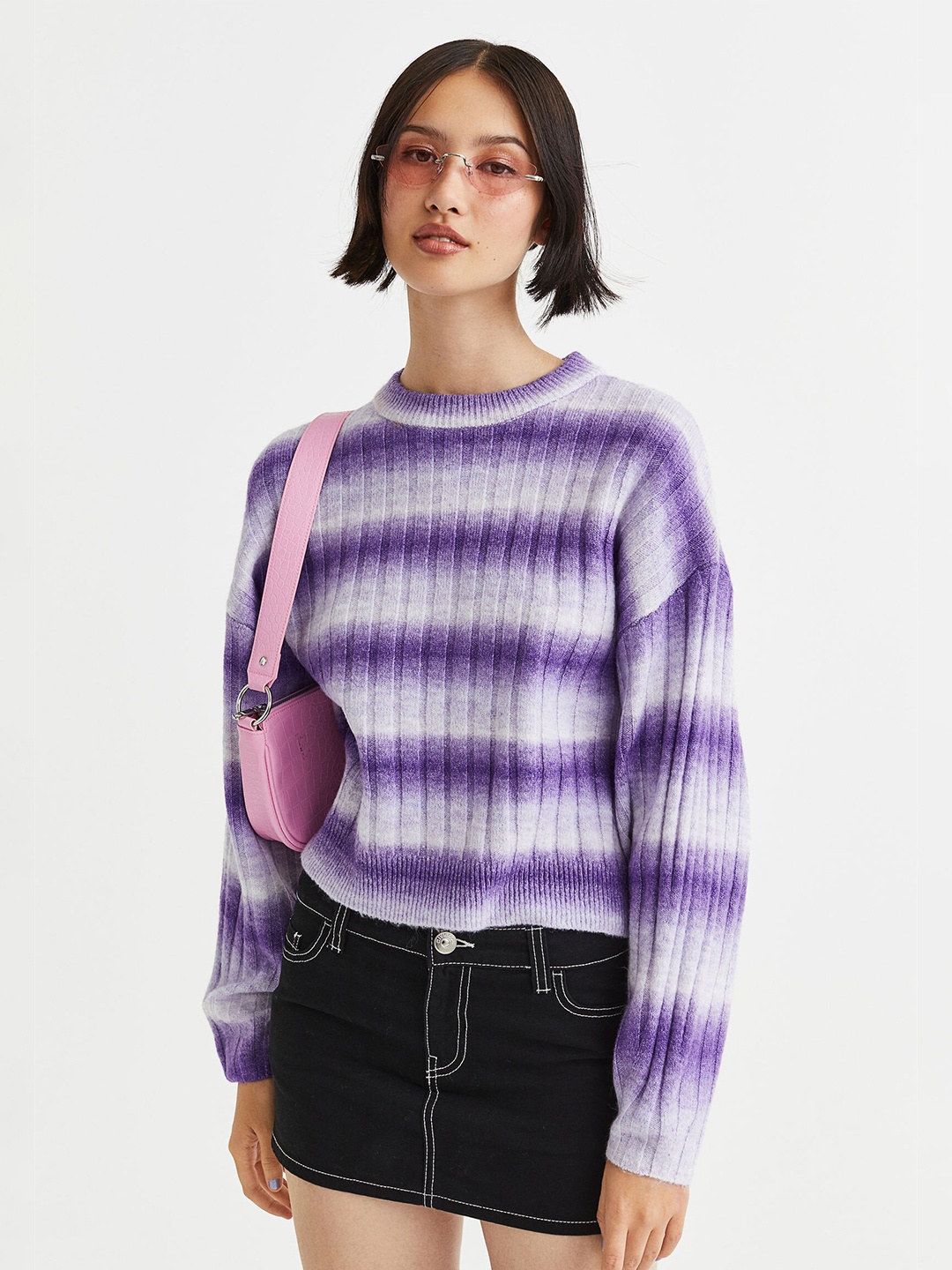 

H&M Women Purple Rib-Knit Jumper