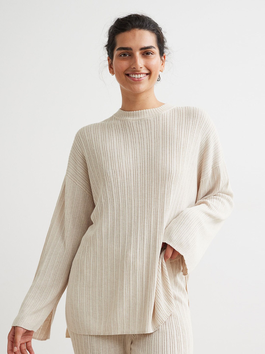 

H&M Women Ribbed Jumper, Beige