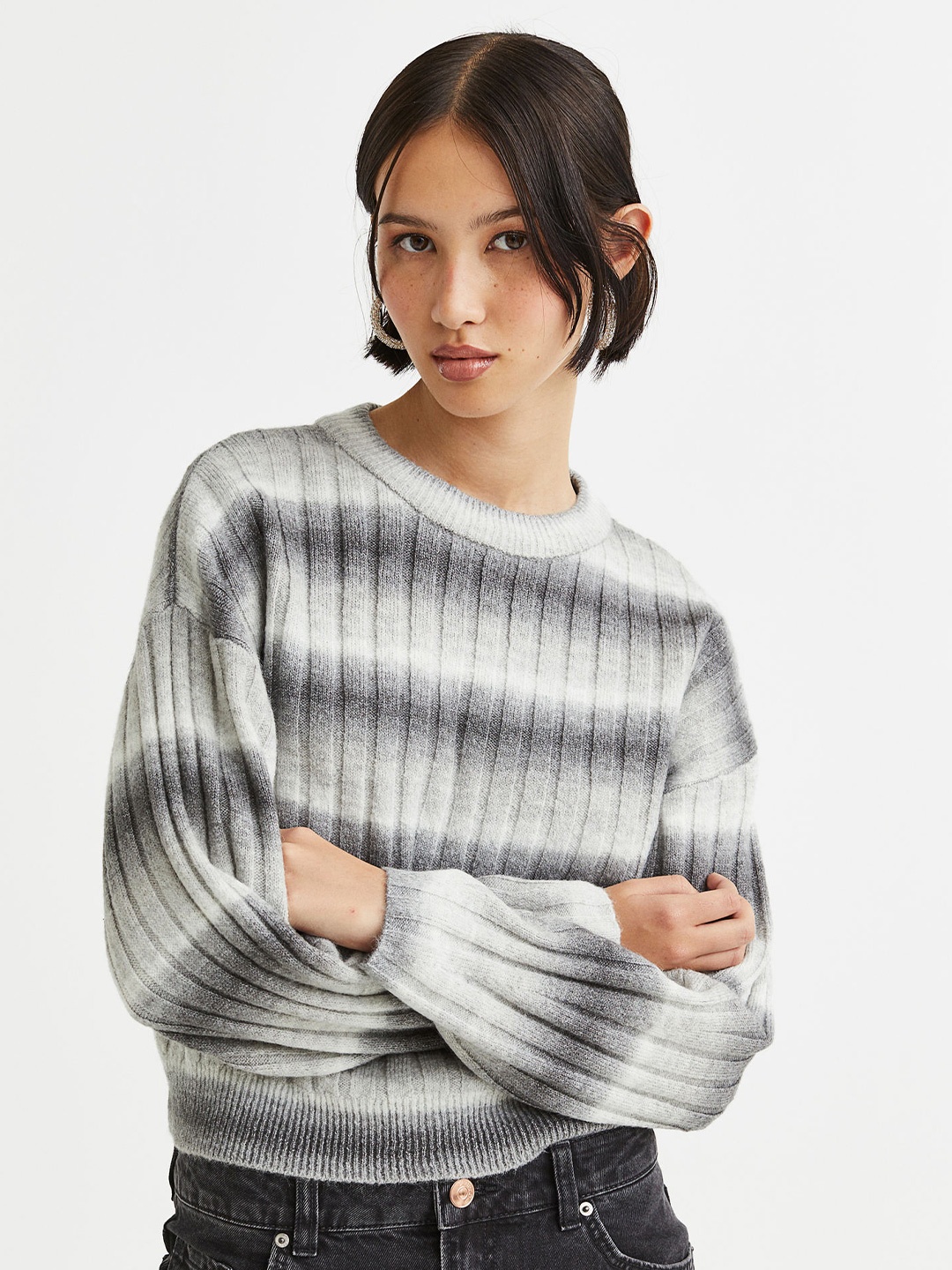

H&M Women Rib-Knit Jumper, Grey
