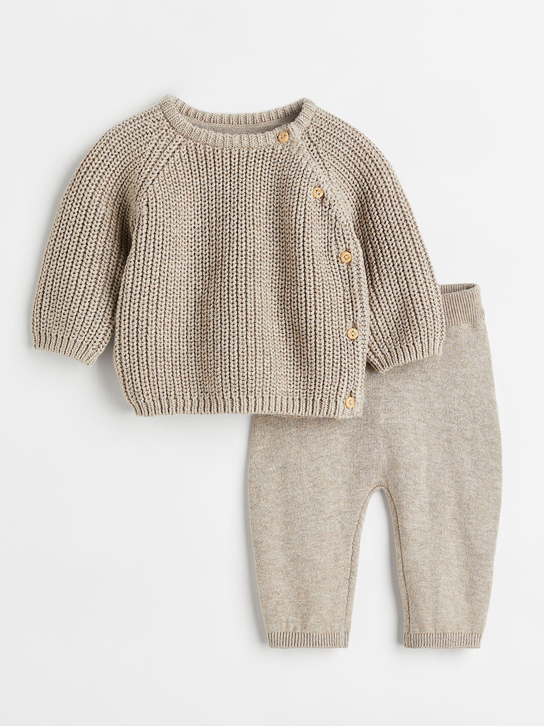

H&M Kids Girls 2-piece cotton set, Beige