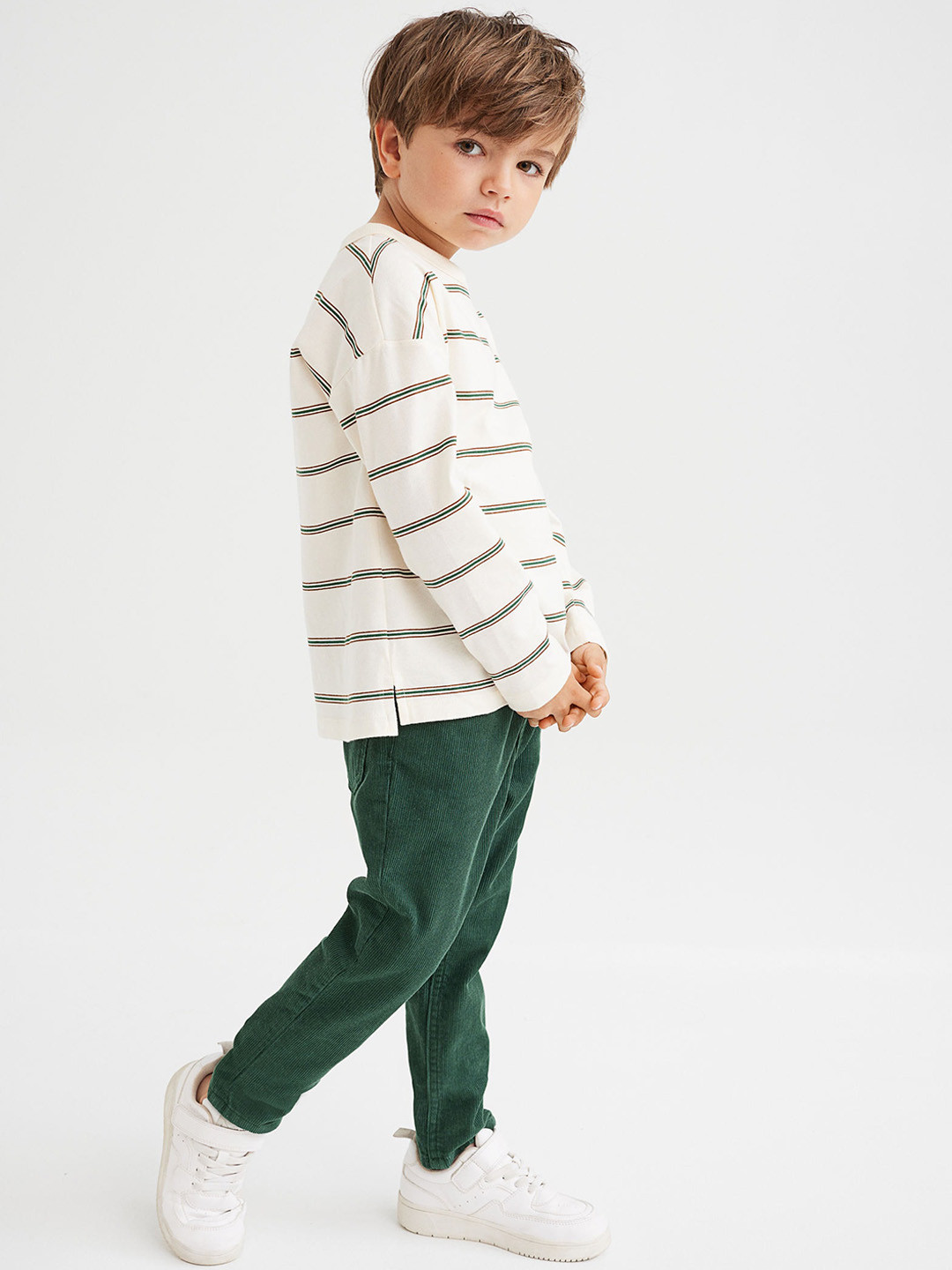 

H&M Boys Slim Fit Corduroy trousers, Green