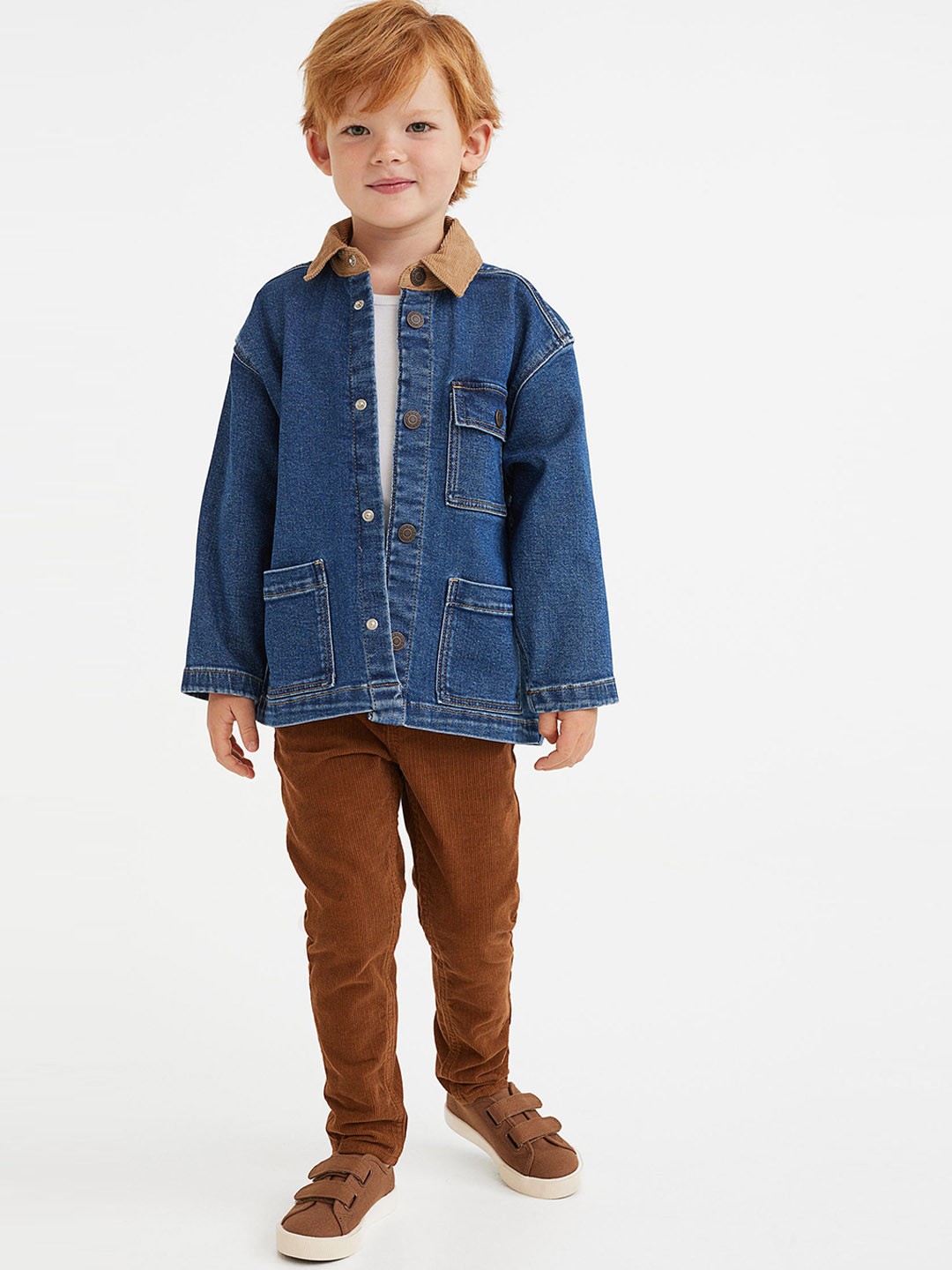 

H&M Boys Slim Fit Corduroy Trousers, Brown