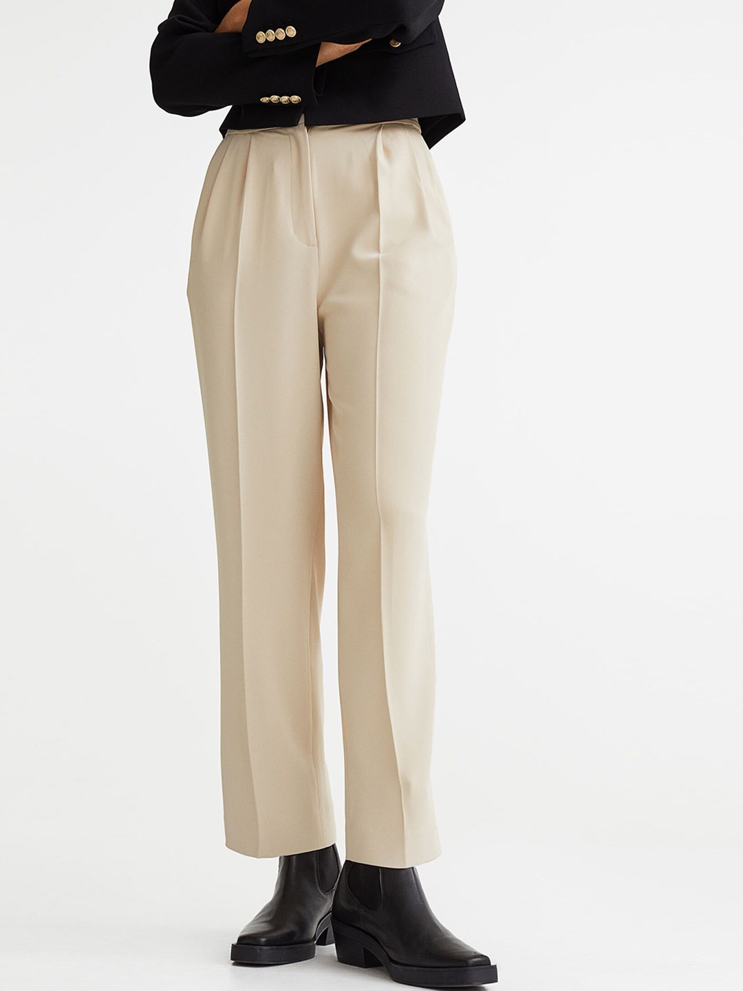 

H&M Women Tailored Trousers, Off white