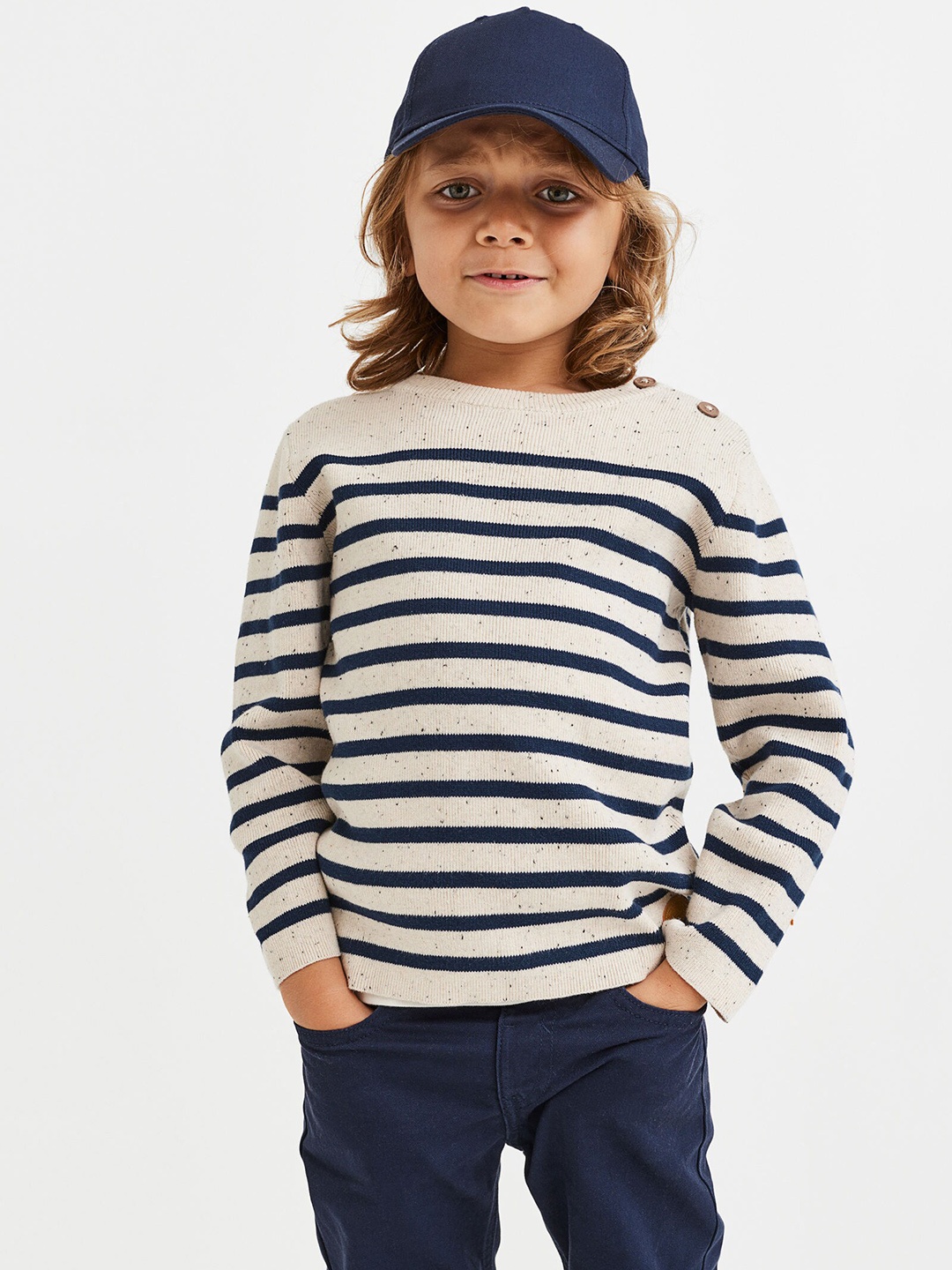 

H&M Boys Relaxed Fit Lined Twill Trousers, Blue