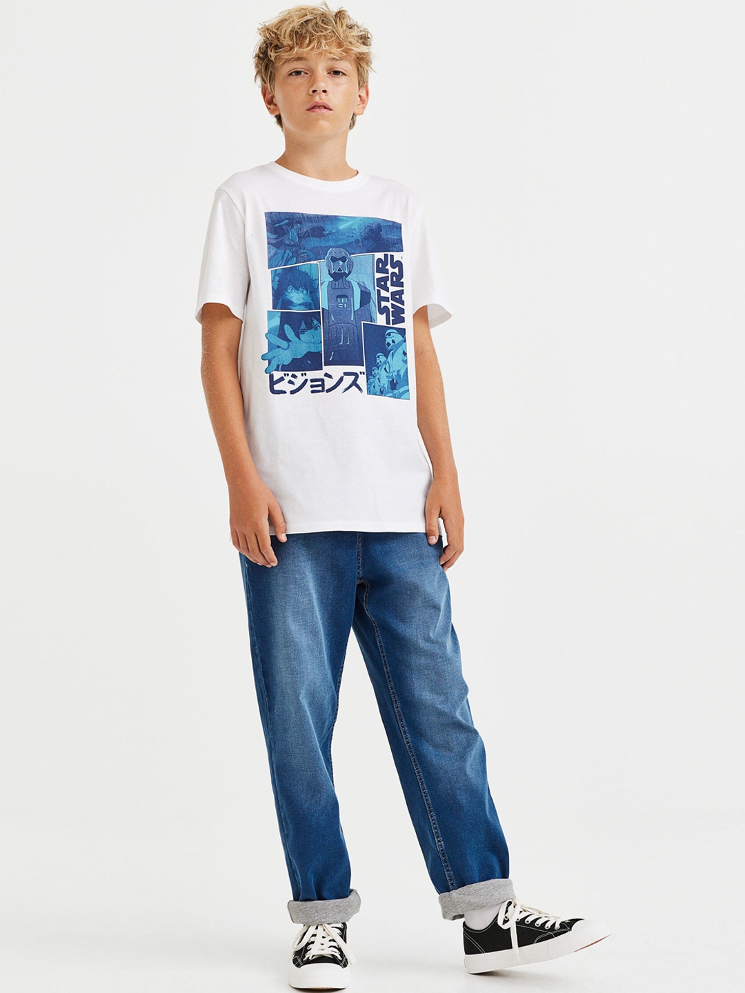 

H&M Boys Lined denim joggers, Blue