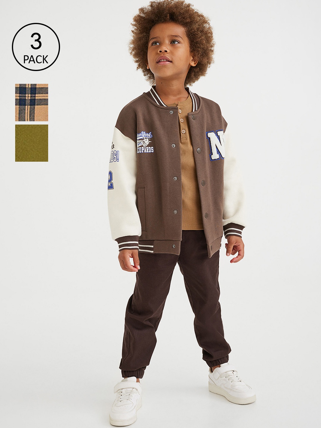 

H&M Boys 3-Pack Relaxed Fit Joggers, Beige