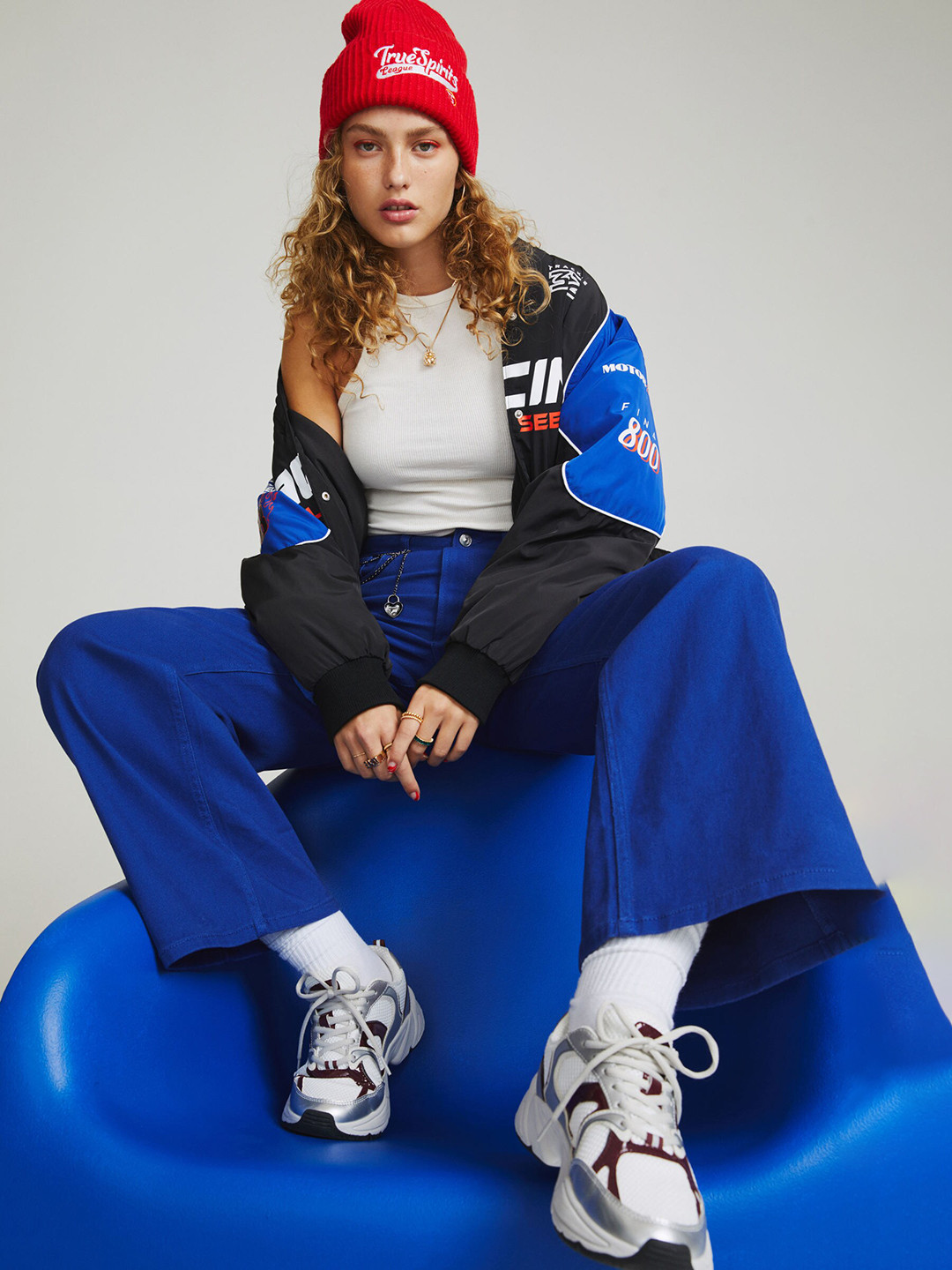 

H&M Women Wide Twill Trousers, Blue