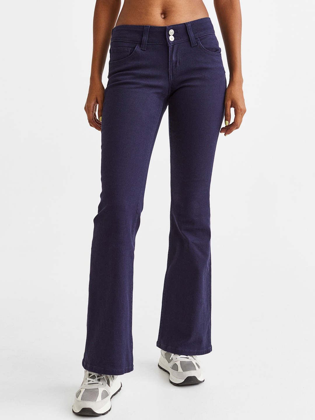 

H&M Flared Twill Trousers, Blue