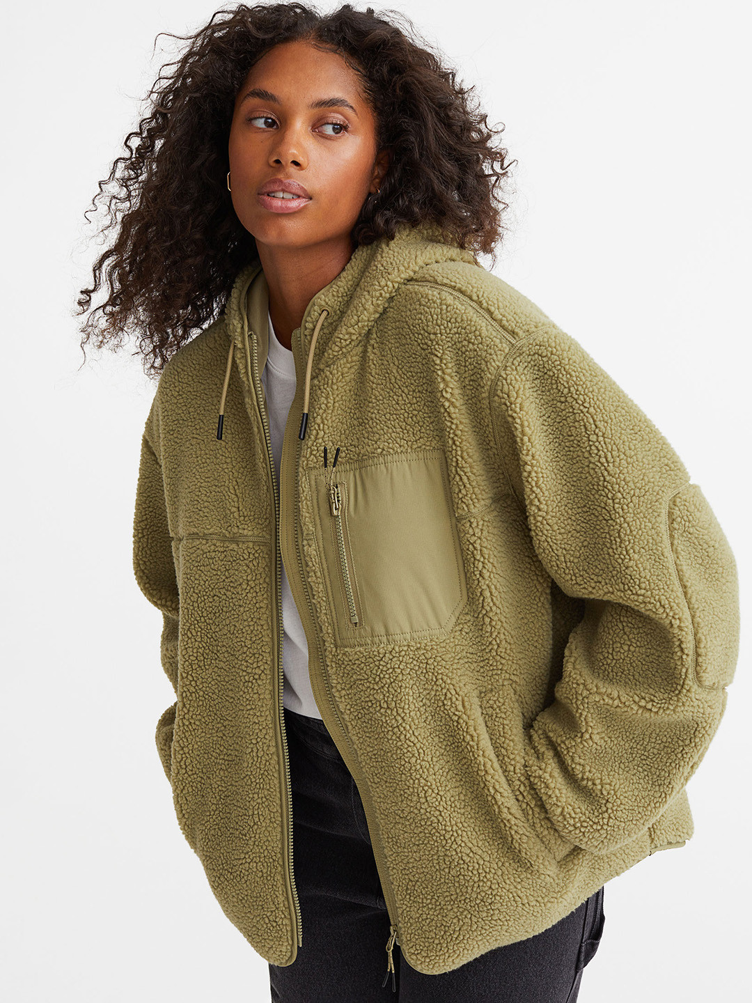 

H&M Woman Teddy jacket, Green