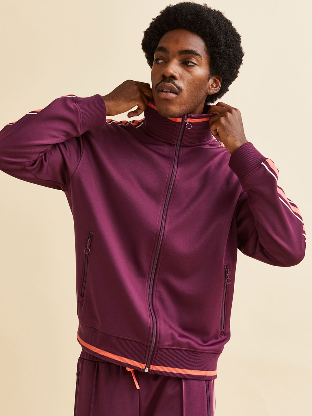 

H&M Men Track jacket with side stripes, Purple