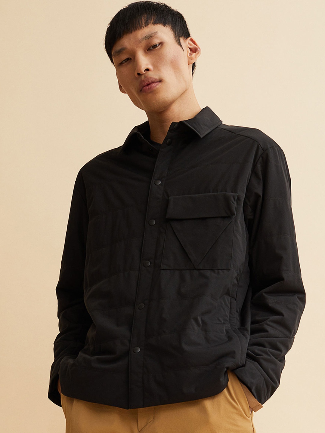 

H&M Men Regular Fit Outdoor overshirt, Black