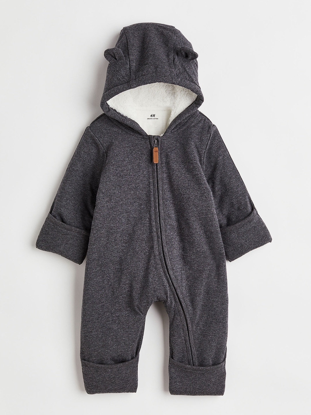 

H&M Girls Solid Hooded Rompers, Grey