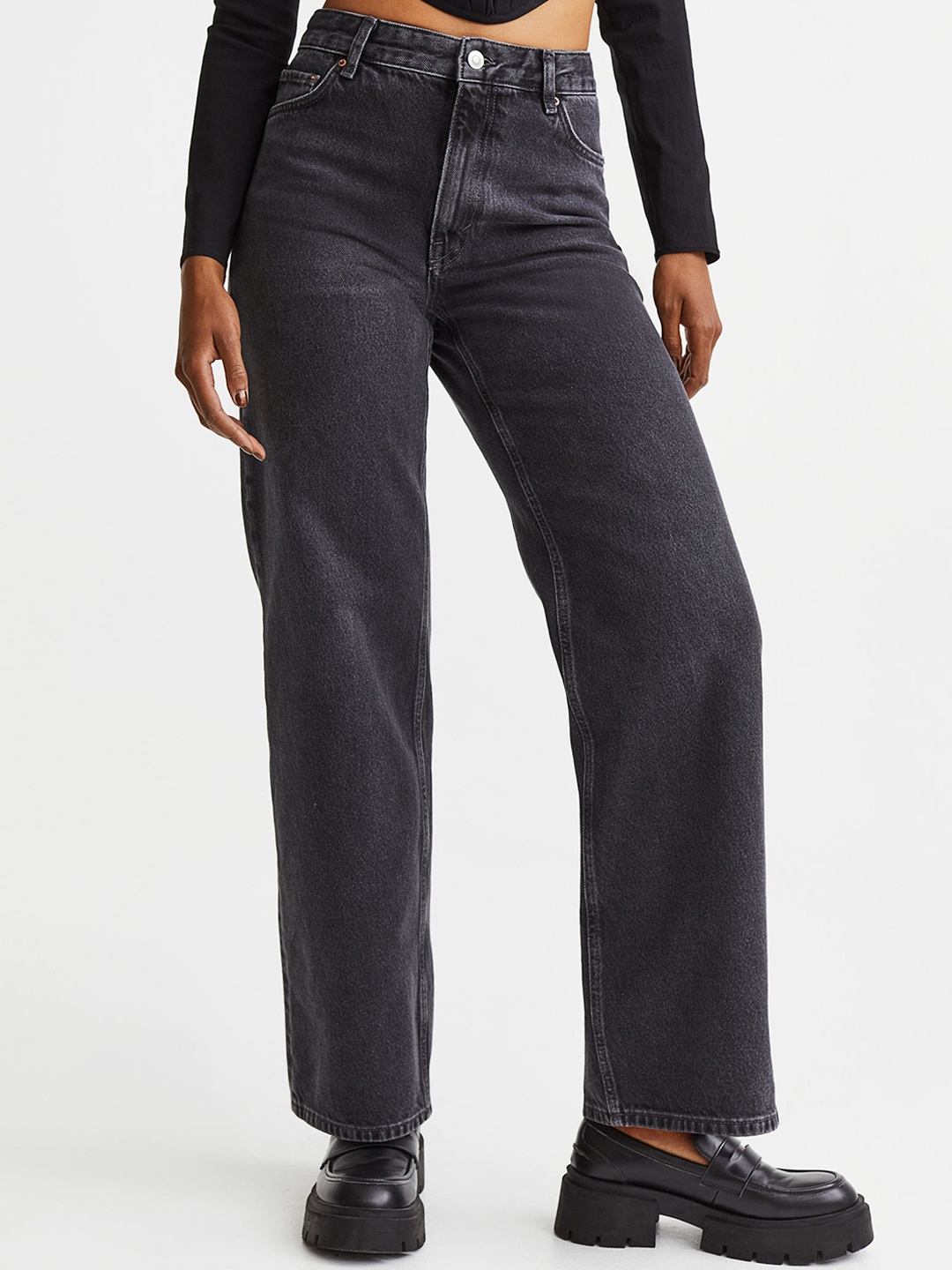 

H&M Women Straight Regular Jeans, Grey