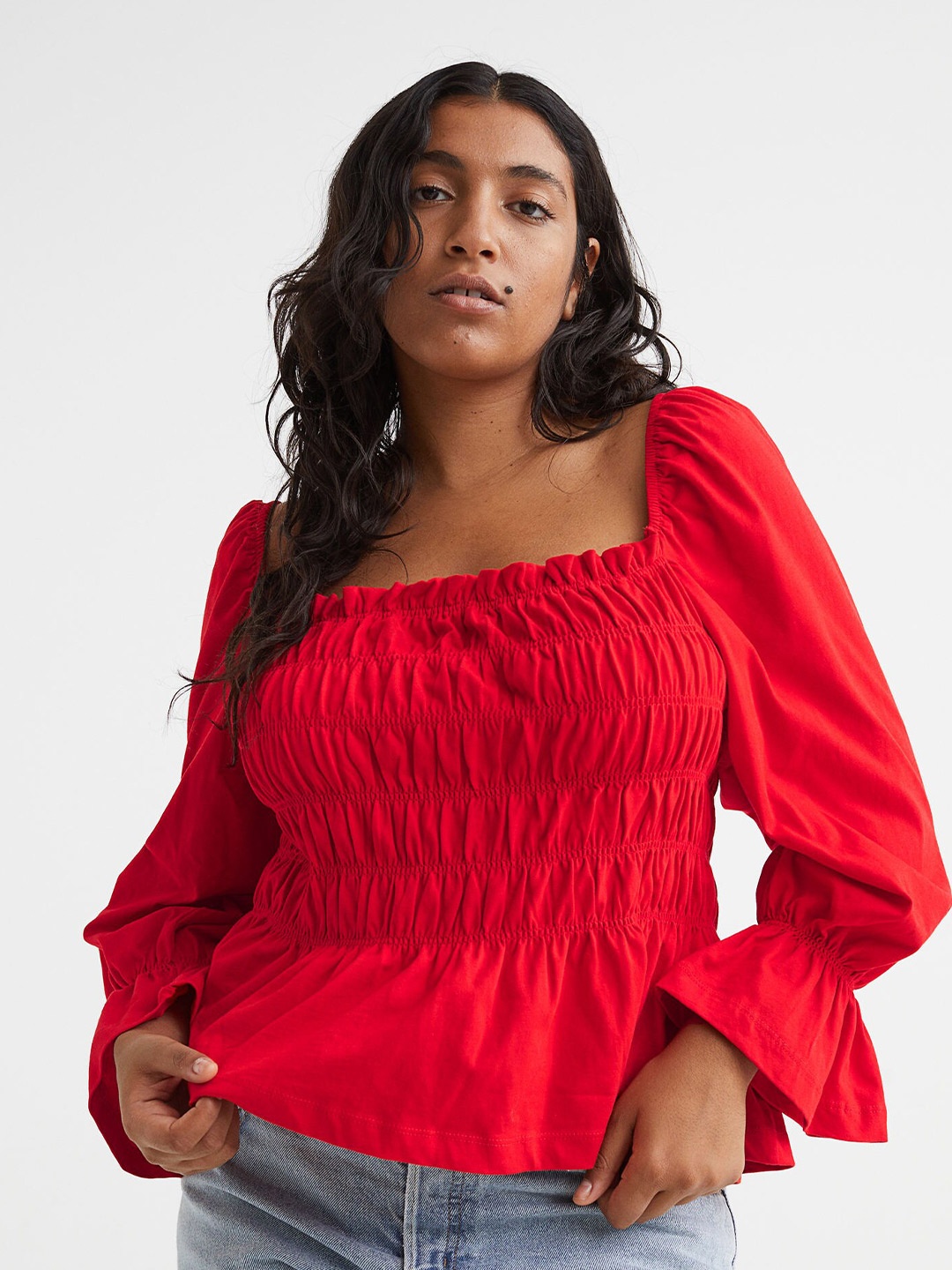 

H&M Woman Smocked top, Red