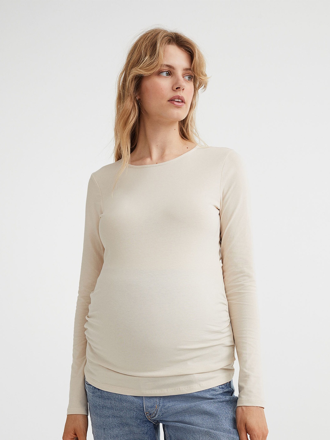 

H&M Women MAMA 3-Pack Long-Sleeved Jersey Tops, Beige