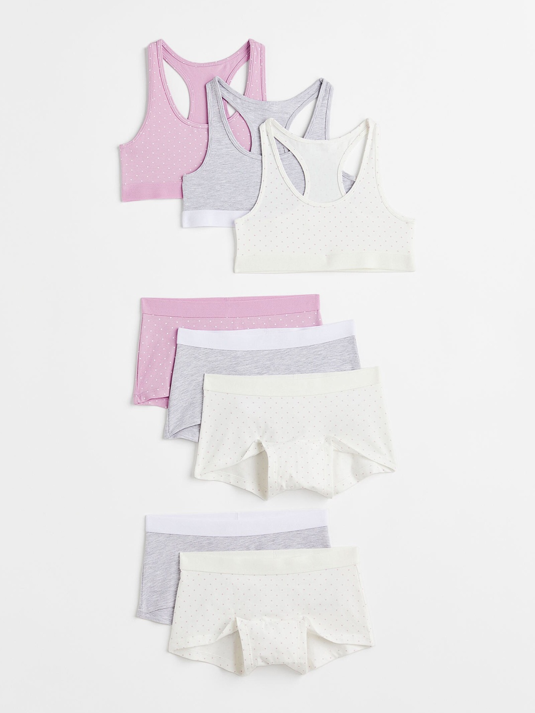

H&M Girls 8-Pack Tops and Boxer Briefs, Grey