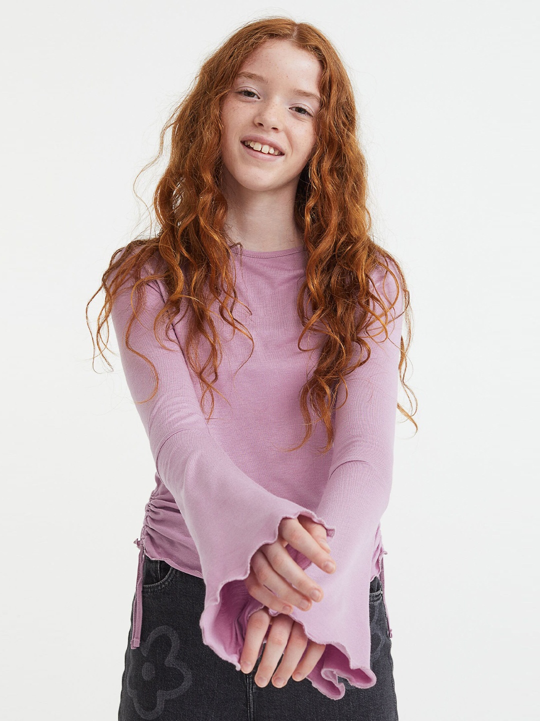 

H&M Girls Draped Jersey Top, Purple