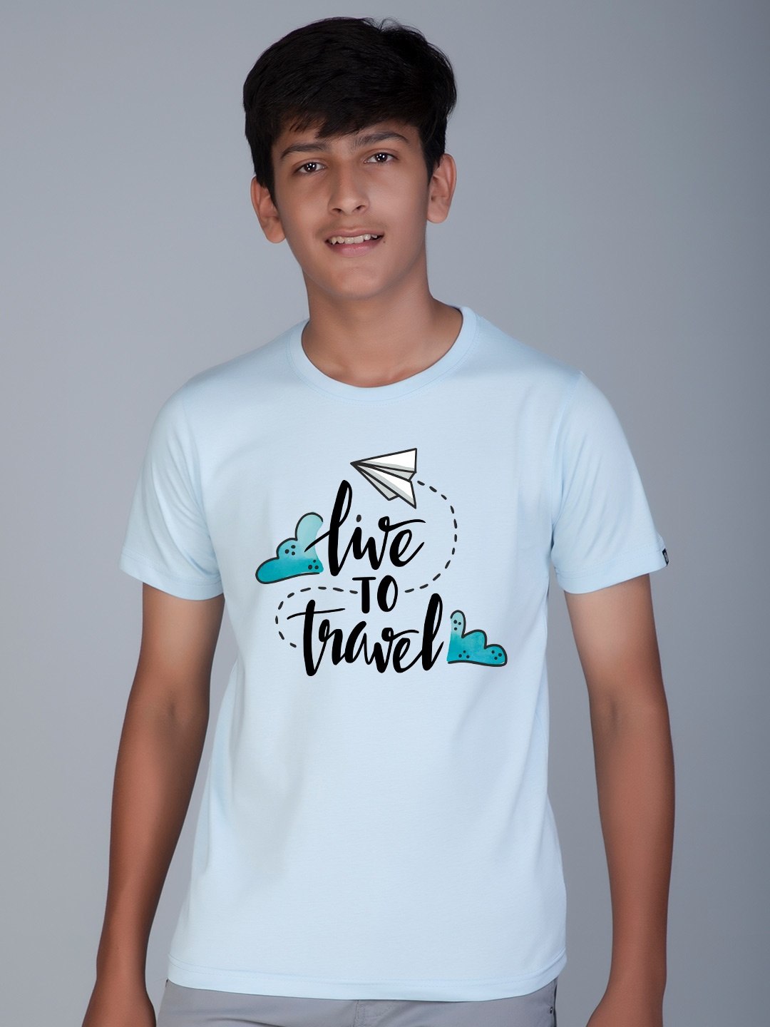 

Teeshut Boys Typography Printed Round Neck Pure Cotton T-shirt, Blue