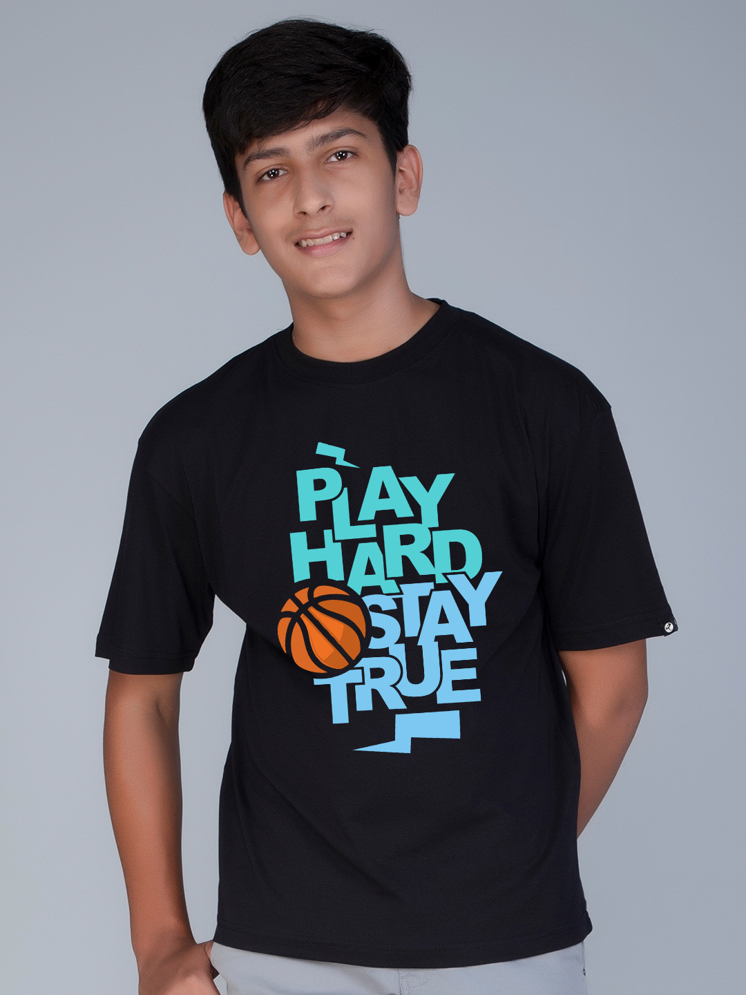 

Teeshut Boys Typography Printed Pure Cotton T-shirt, Black