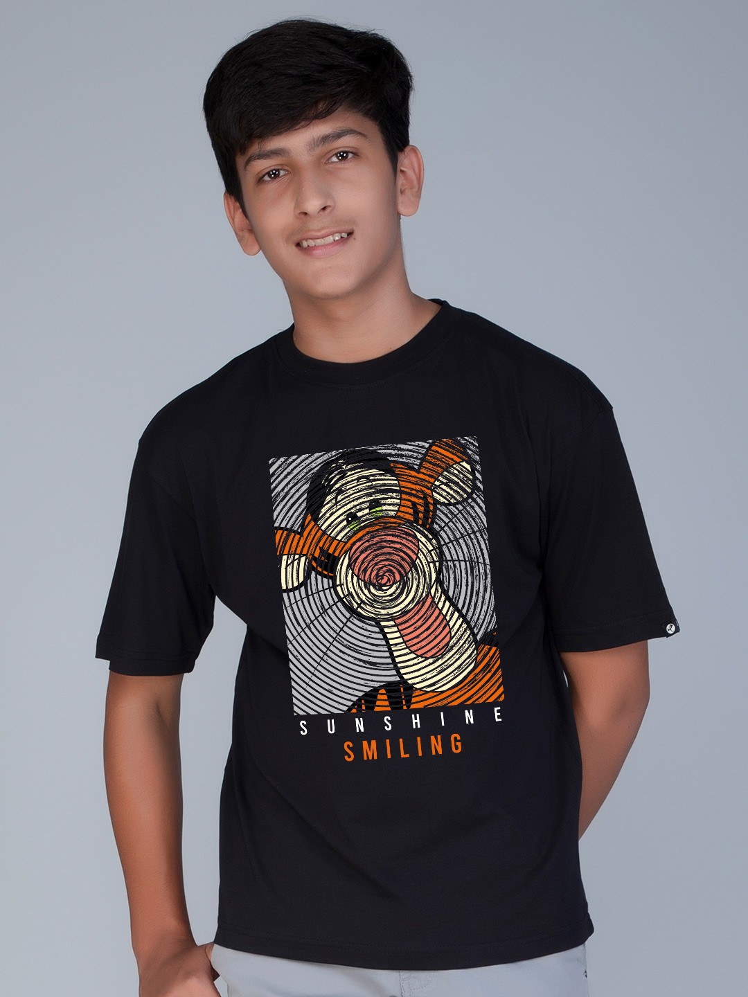 

Teeshut Boys Printed Round Neck Pure Cotton T-shirt, Black
