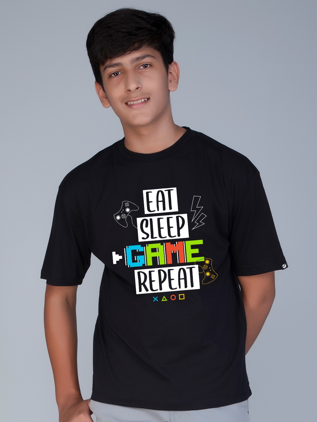 

Teeshut Boys Typography Printed Pure Cotton T-shirt, Black