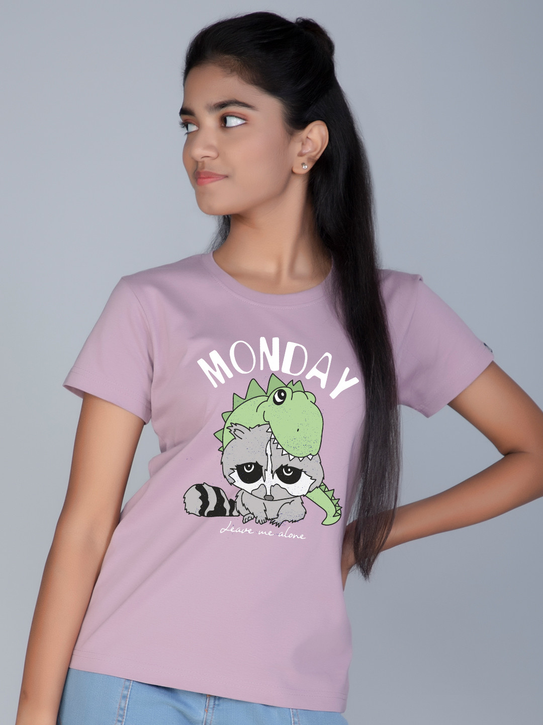 

Teeshut Girls Graphic Printed Round Neck Pure Cotton T-shirt, Purple