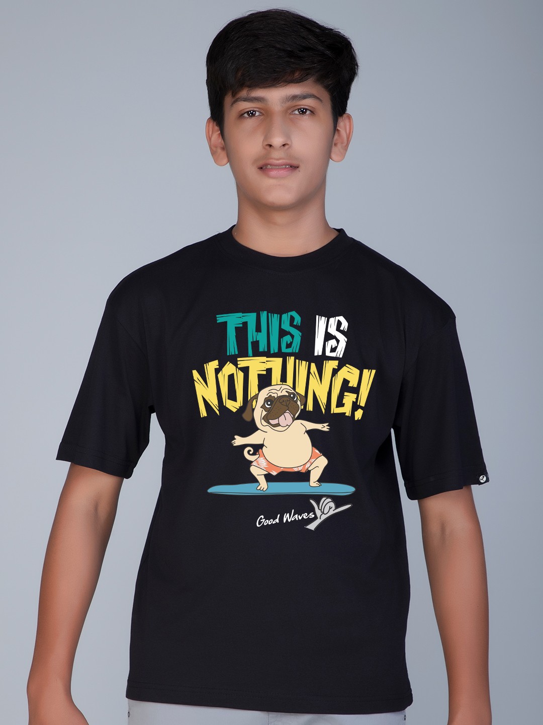 

Teeshut Boys Graphic Printed Round Neck Pure Cotton T-shirt, Black