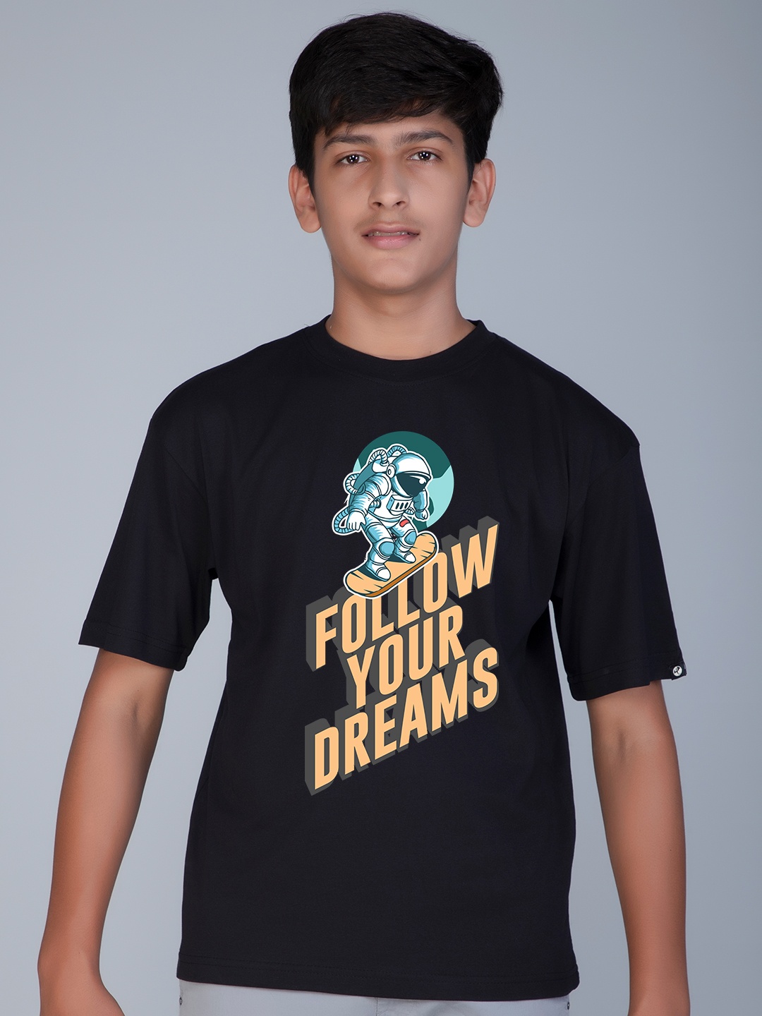 

Teeshut Boys Typography Printed Pure Cotton T-shirt, Black