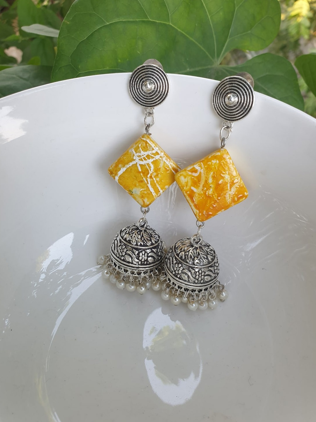 

FIROZA Dome Shaped Jhumkas Earrings, Yellow