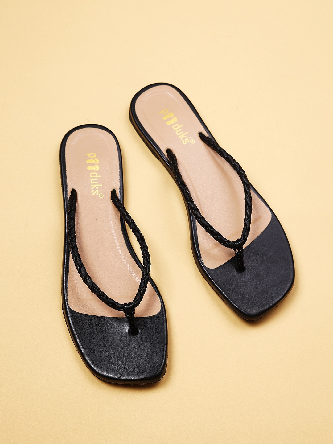 

Paaduks Women Open Toe Comfort Cushioned Flats, Black