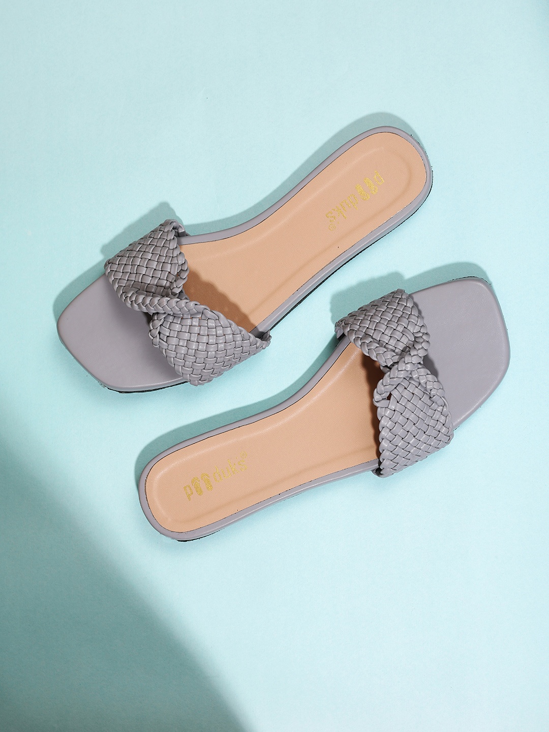 

Paaduks Women Open Toe Comfort Cushioned Flats With Bows, Grey
