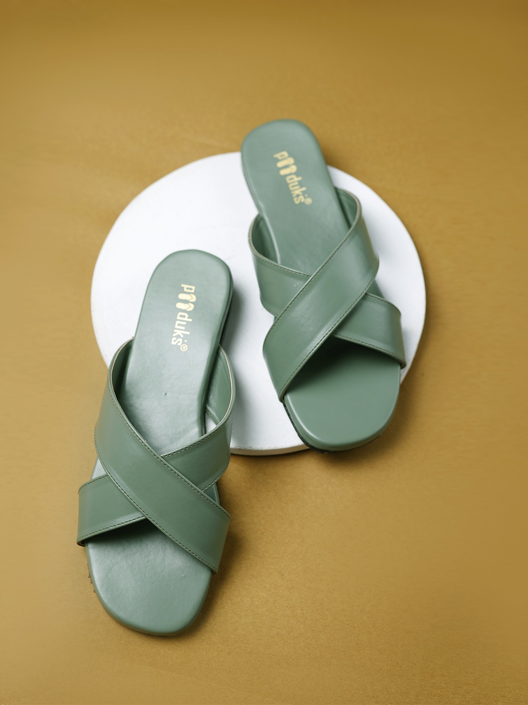 

Paaduks Women Open Toe Comfort Cushioned Flats, Green