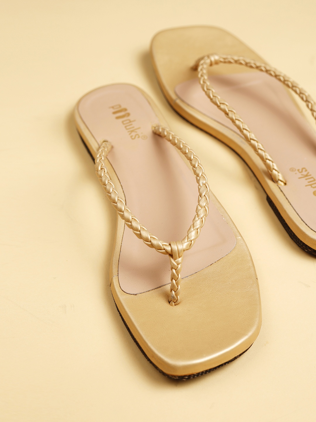 

Paaduks Women Embellished Open Toe Comfort Cushioned Flats, Gold